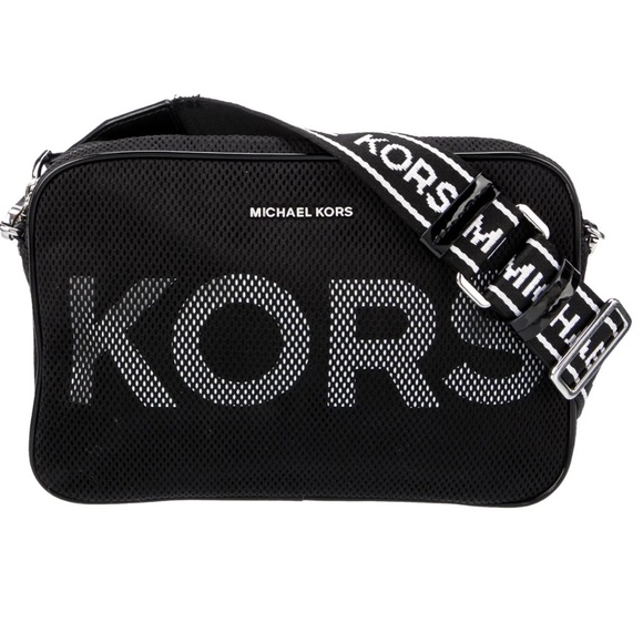 Michael Kors Black Crossbody Bag with Sleek Front Mesh...